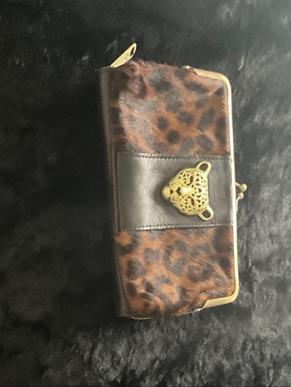 Patricia Nash Leopard Print Clutch with Gold Emblem